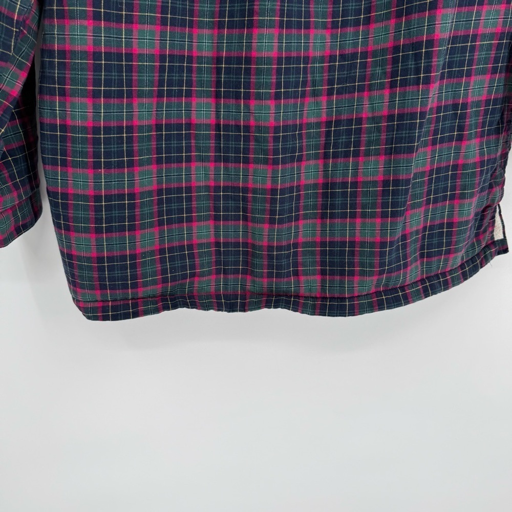 LL Bean Shirt Jacket Womens Size M Fleece Lined Flannel Plaid Button Up Blue Red - Picture 8 of 10
